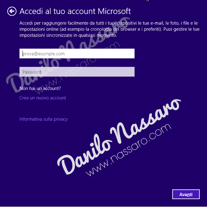 Windows 10 - Crea un account locale