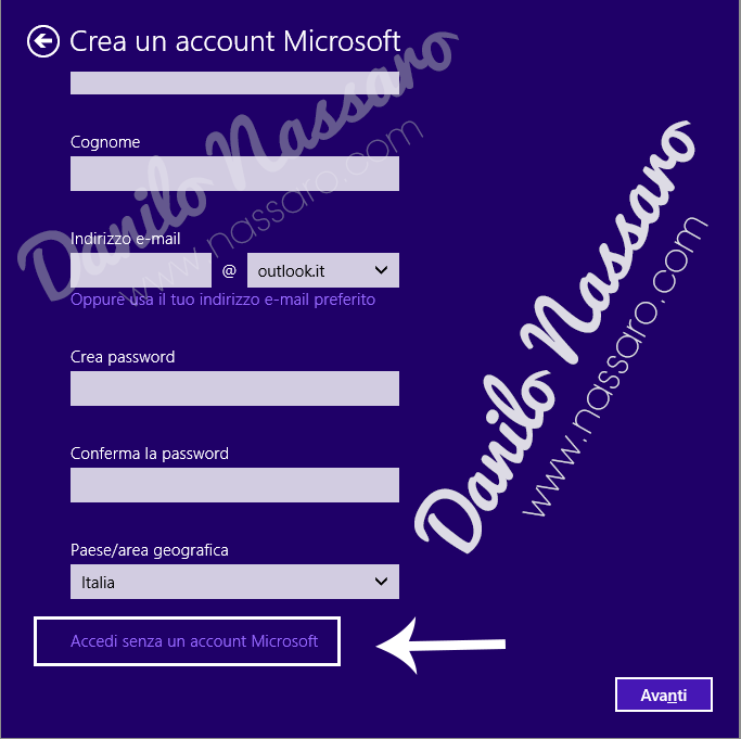 Windows 10 ' Crea un nuovo account