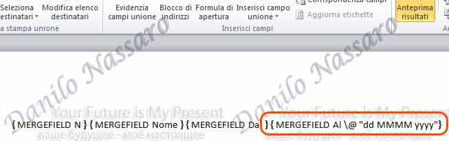 Word: Campi Unione Formattati