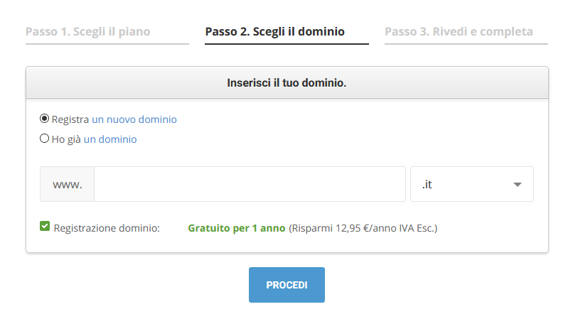 Registrazione SiteGround: scelta del dominio