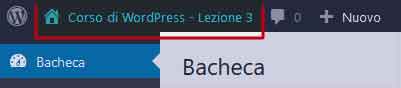 Toolbar di WordPress: link alla home page