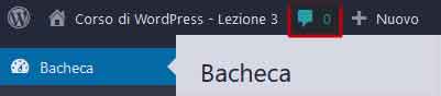 Toolbar di WordPress: link alla pagina di gestione dei commenti