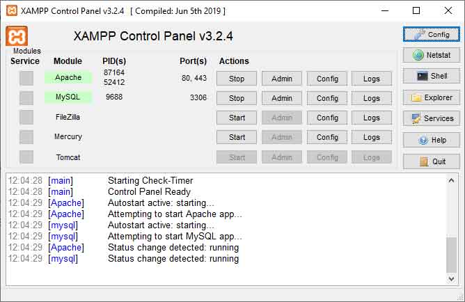 XAMPP pronto per l'installazione locale di WordPress