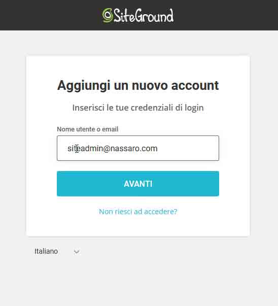 SiteGround Login: inserisci nome utente