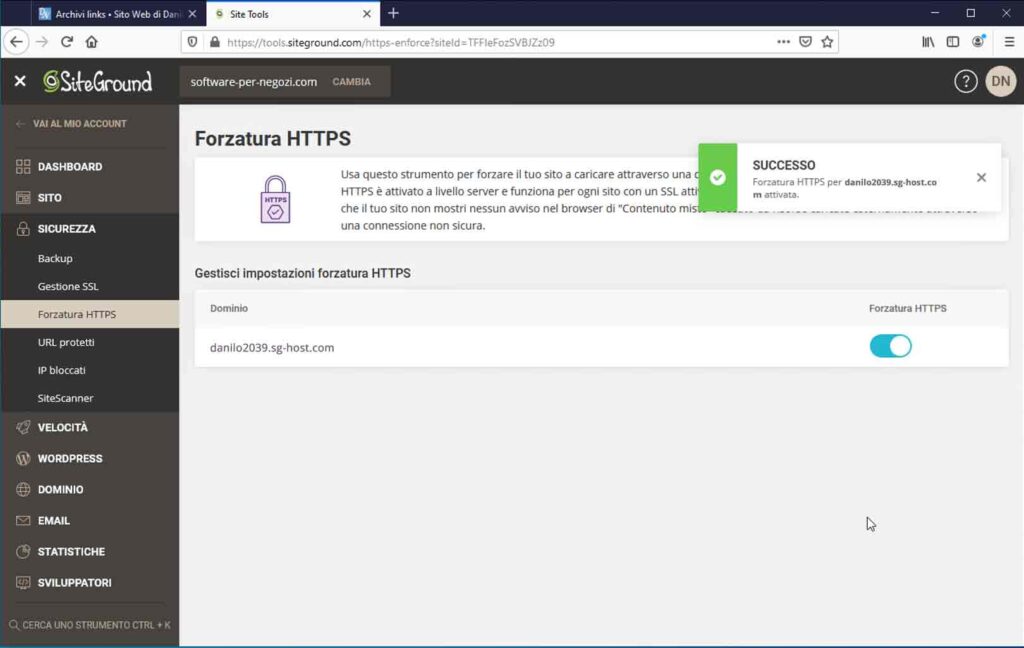 Adesso il nostro sito web è sicuro con un certificato SSL valido