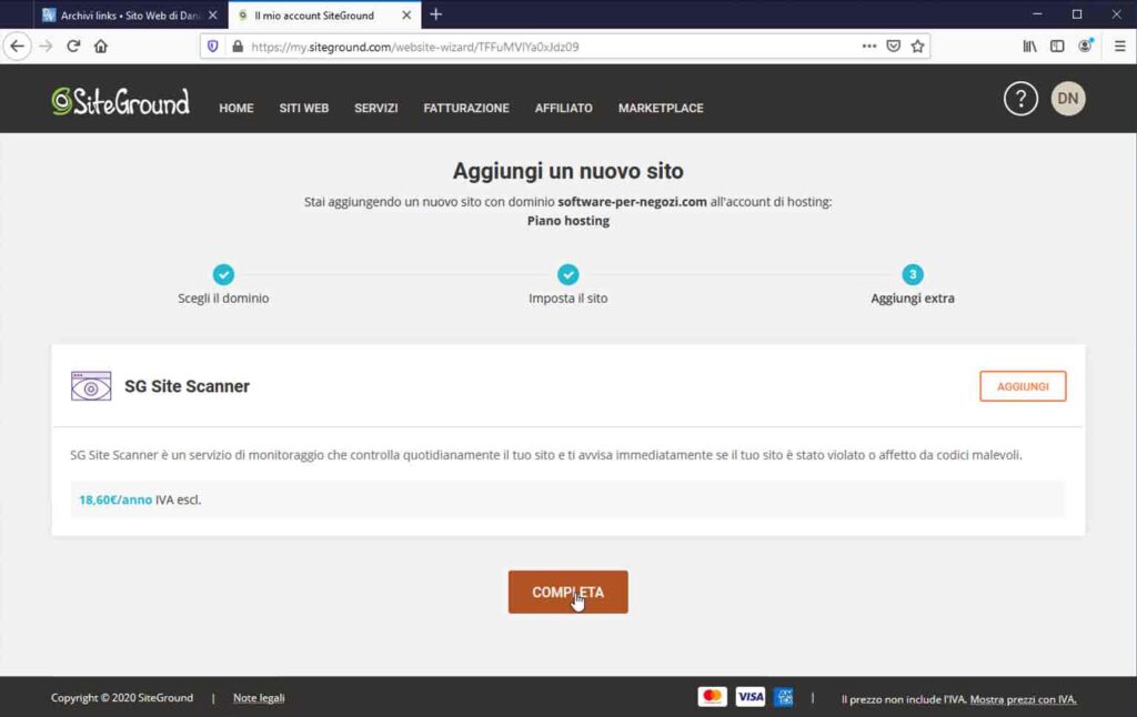 SiteGround: completa installazione di WordPress