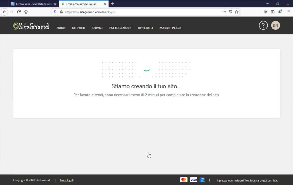 SiteGround: Stiamo creando il tuo sito