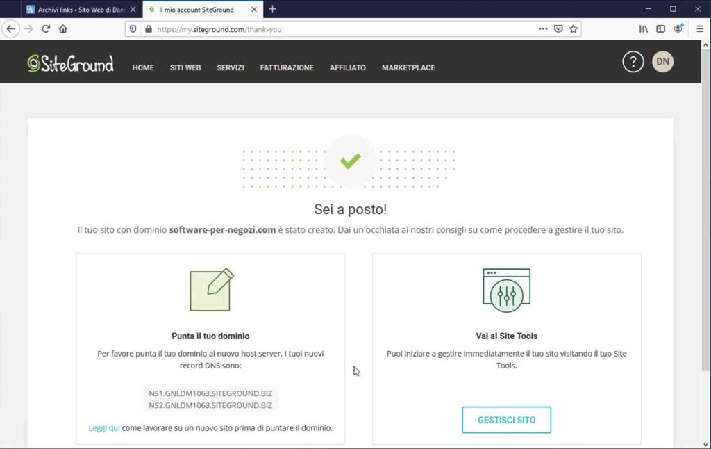 Wordpress è stato installato su SiteGround